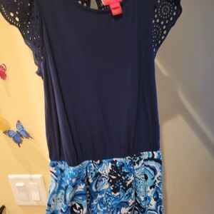 Lilly Pulitzer Navy Top with Lace Detail